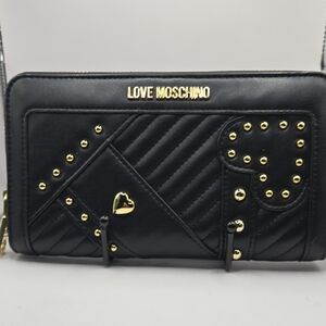 NWT Love Moschino Black Crossbody Bag with Gold Accents